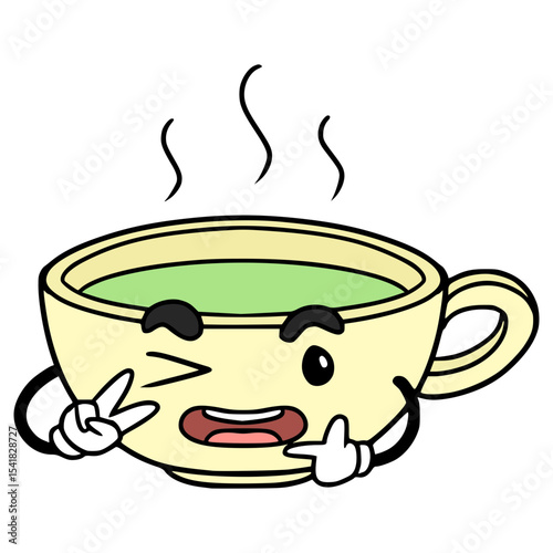 teacup character illustration hand drawn isolated vector