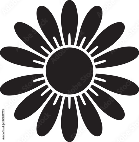 sunflower silhouette, sunflower outline, floral silhouette, flower black shape, botanical icon, blooming sunflower, rustic flower vector, sunflower blossom, garden flower silhouette, nature flower ico