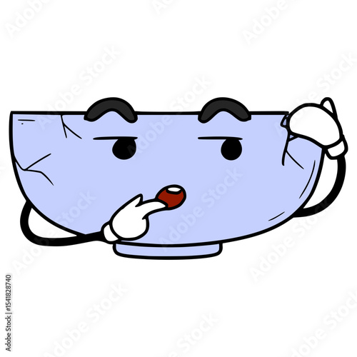 broken bowl character illustration hand drawn isolated vector