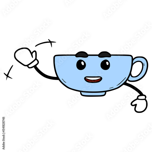 teacup character illustration hand drawn isolated vector