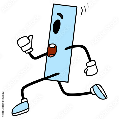rectangle character running illustration hand drawn isolated vector