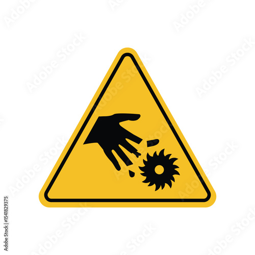 ISO Prohibition Sign, Finger or Hand Cutting with Rotating Blade by Accident Suitable for posters and web icons