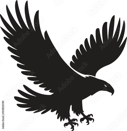 Silhouette of Flying Eagle. Freedom, bird, nature, sky, flight. Vector illustration on white background