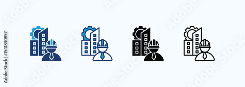 Civil Engineering icon set multiple style collection