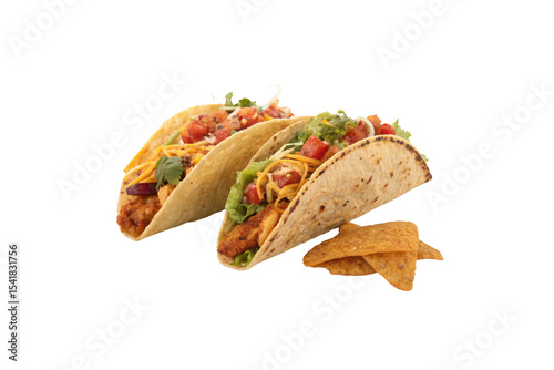 Two Tacos Side by Side – Isolated on White Background

