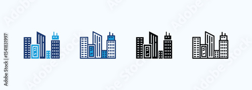 Building icon set multiple style collection