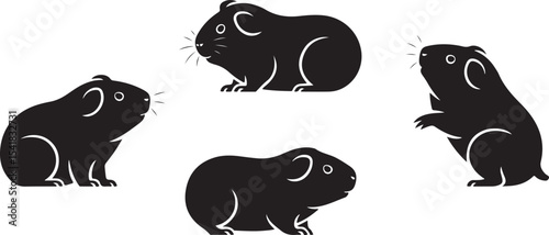 Four guinea pig silhouettes in different poses