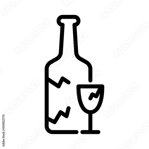 glass waste outline icon. broken glass black line illustration.
