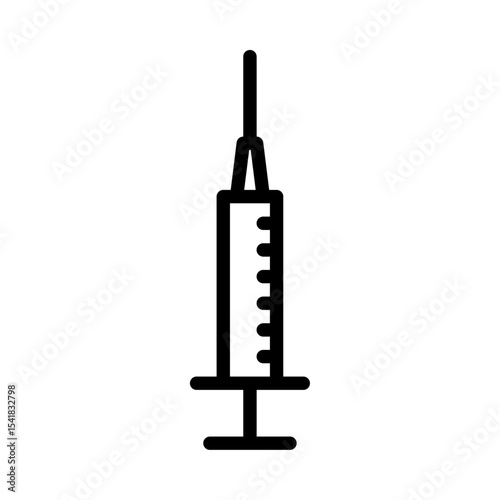 syringe outline icon. medical waste black line illustration.