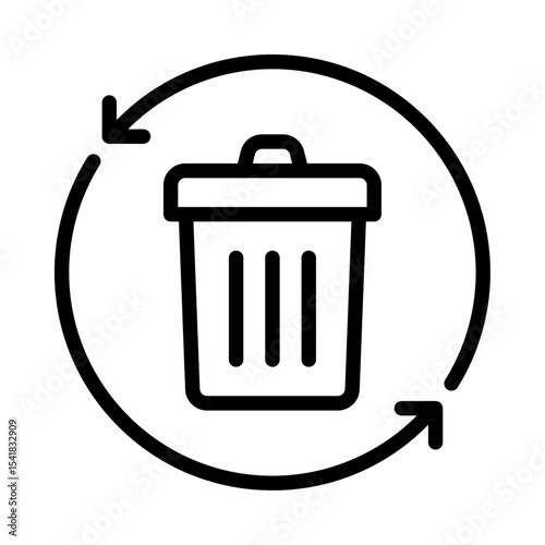 recycle trash outline icon.trash bin black line illustration.