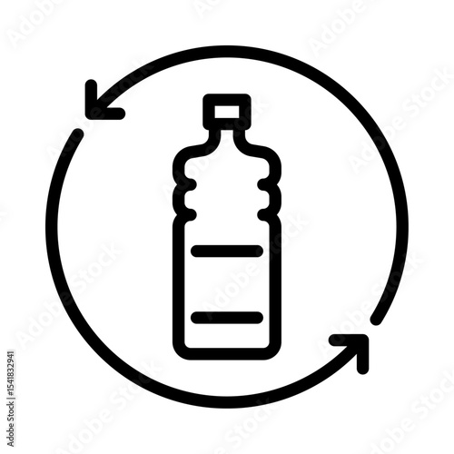 recycle plastic bottle outline icon. recycle plastic black line illustration.