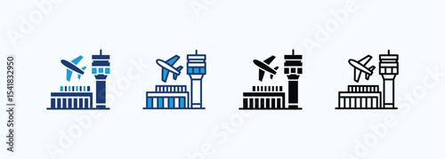 Airport icon set multiple style collection