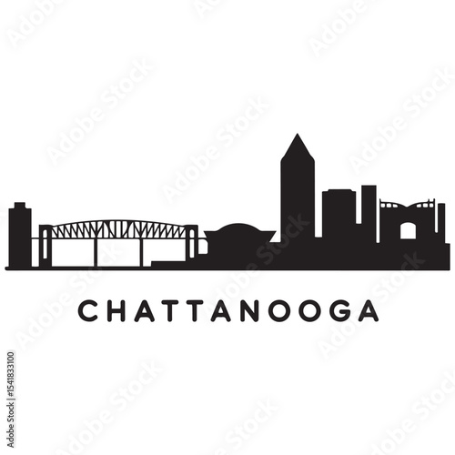 Chattanooga skyline silhouette. Black Chattanooga city. Vector black silhouette. with white background