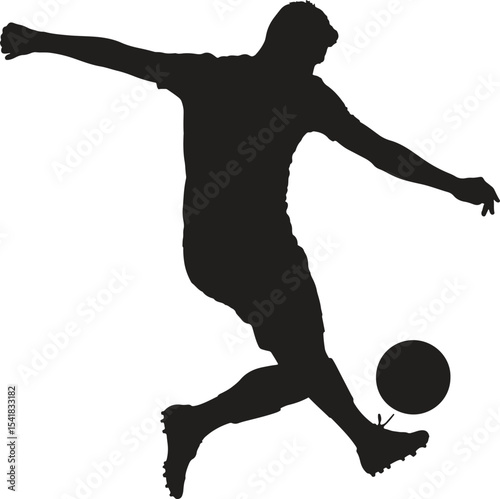 Silhouette of Soccer Player. Football, game, kick, athlete, team. Vector illustration on white background