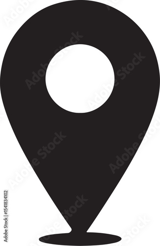 Map pointer icon vector illustration showing a location marker symbol for navigation and GPS with yin yang balance design elements