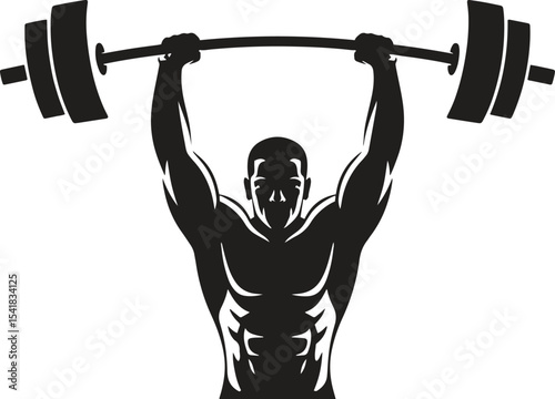 Silhouette of Boxer in Action. Sports, strength, combat, training, fitness. Vector illustration on white background