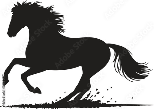 Silhouette of Running Horse. Animal, freedom, speed, equestrian, wildlife. Vector illustration on white background