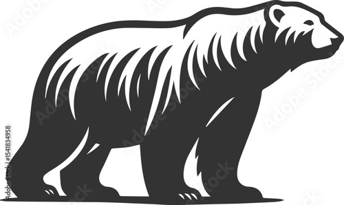Silhouette of a polar bear animal vector black illustration
