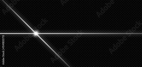 White laser light beam with radial glow and sparkle effect on dark background. Shiny halo and energy ray projection create a magical aura. Perfect for futuristic or power themed vector designs.