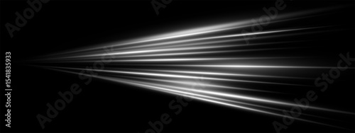 White light speed burst with glowing lines and radial motion effect. Dynamic flare and zoom streaks on abstract dark background. Perfect for tech banners or futuristic vector designs.