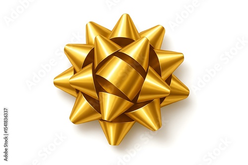 Golden Gift Bow Elegant, Shiny, Festive, Decorative, Celebration, Present, Ribbon, Luxury, Holiday, 