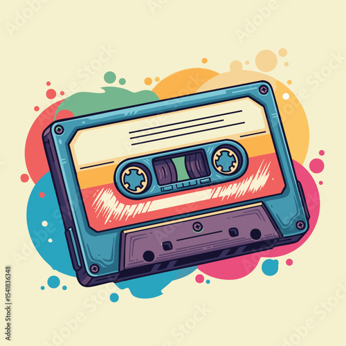 Vintage blue audio cassette tape with spools and label aesthetic retro vibe
