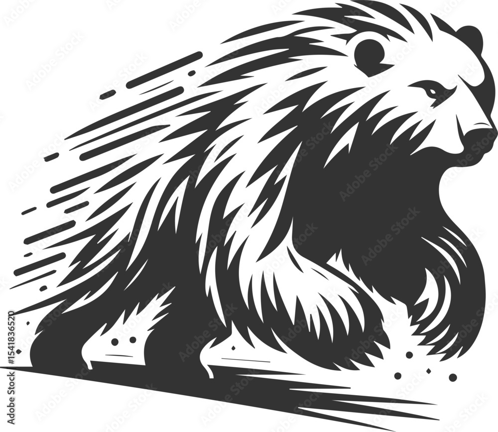 Obraz premium Silhouette of a polar bear animal vector black illustration