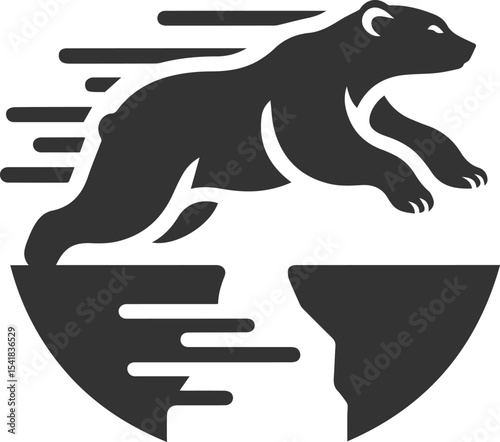 Silhouette of a polar bear animal vector black illustration