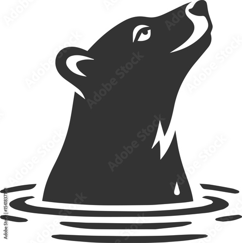Silhouette of a polar bear animal vector black illustration