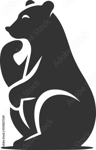 Silhouette of a polar bear animal vector black illustration
