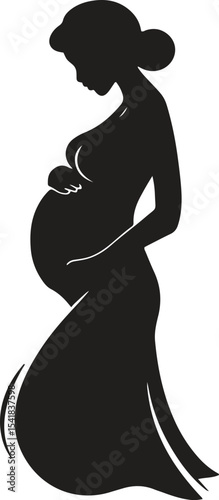 Silhouette of Pregnant Woman. Motherhood, maternity, care, expecting. Vector illustration on white background