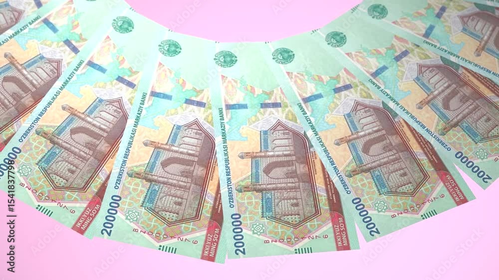 Fresh Looping Design of 200000 som Currency of Uzbekistan