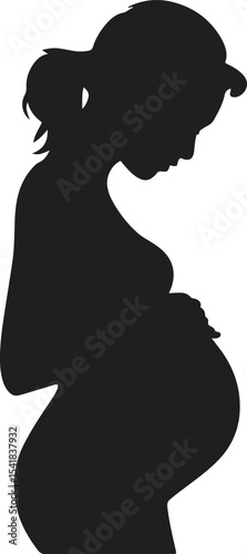 Silhouette of Pregnant Woman. Motherhood, maternity, care, expecting. Vector illustration on white background