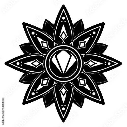 A Shiny Brooch Vector | Generative AI & Linocut Silhouette Design