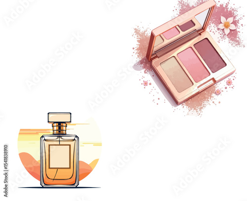 Vsai perfume and eyeshadow palette creating a luxurious beauty concept