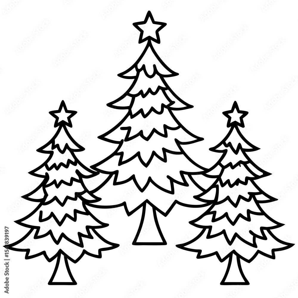 Obraz premium Hand-Drawn Christmas Tree Outline Set