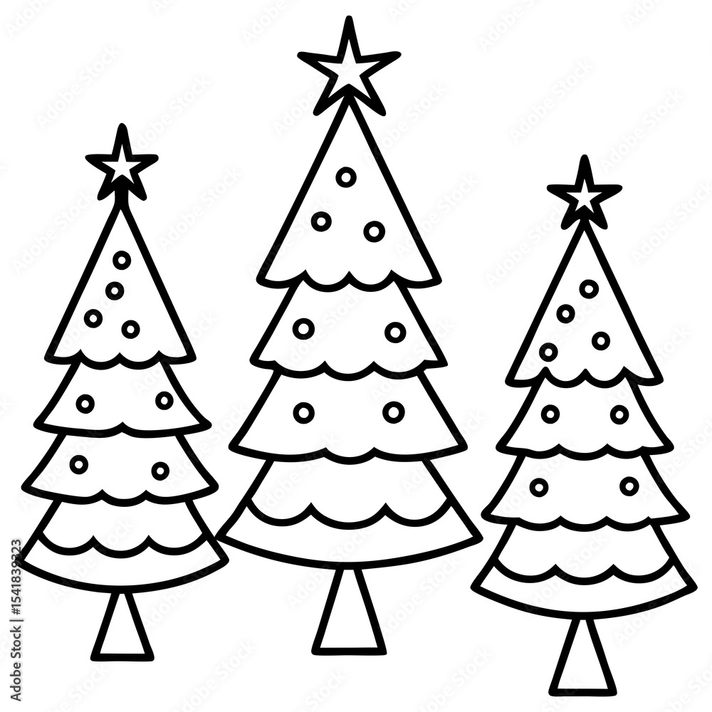 Fototapeta premium Hand-Drawn Christmas Tree Outline Set