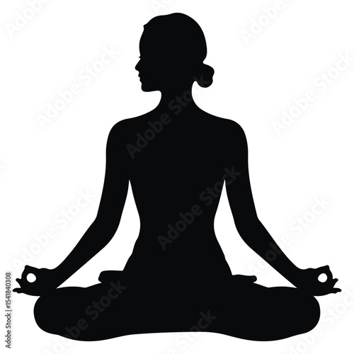 Serene Silhouette A Woman Meditating in Lotus Position for Mindfulness and Inner Peace Practice A Symbol of Wellness