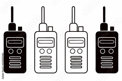 Premium Walkie Talkie Icons in Black and Colored Styles for Digital Projects