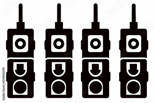 Modern Walkie Talkie Icon Pack with Red and Orange Accents for Tech Websites