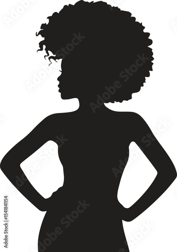 Silhouette of Woman with Afro. Fashion, beauty, identity, profile, hair. Vector illustration on white background