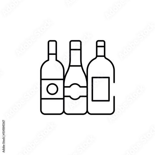 Wine Bottles icon design with white background stock illustration