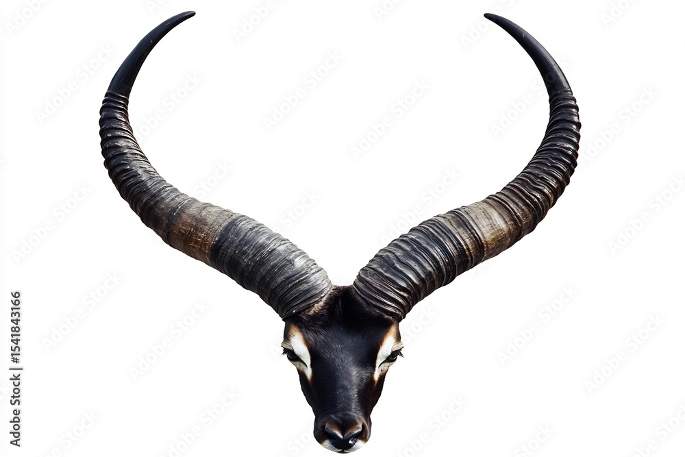 Fototapeta premium Isolated Nyala Horn Ridge White Background