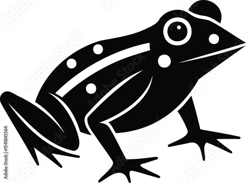 Monochrome graphic of a spotted frog, a unique amphibian design