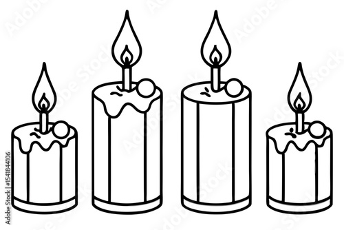 Holiday Candle Set Vector Sketch