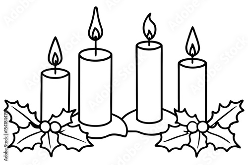 Holiday Candle Set Vector Sketch