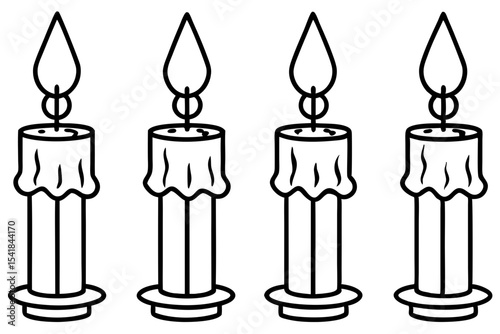 Holiday Candle Set Vector Sketch