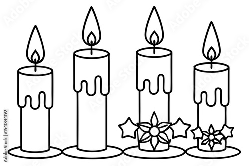 Holiday Candle Set Vector Sketch