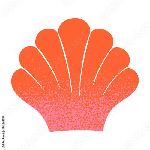 Isolated scallop seashell.Ocean exotic underwater element.Hand drawn tropical beach shell.Modern symbol in simple style for banners,smm,branding,packaging,covers,prints.Retro summer vacation aesthetic