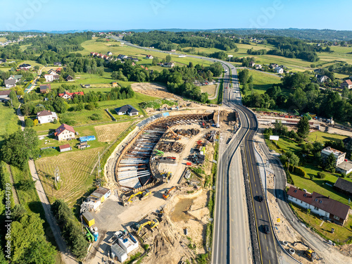 Poland. New junction on Zakopianka road under construction